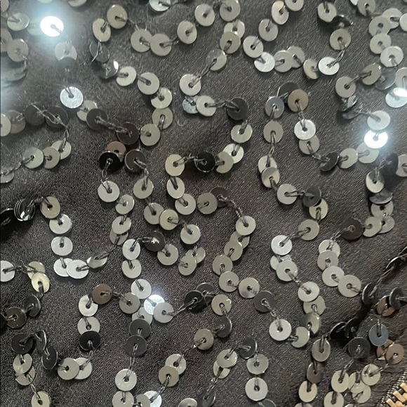 Sparkle & Fade Black Sequin Bomber Jacket - Size S - Cropped Evening Zip-Up - Picture 3 of 6